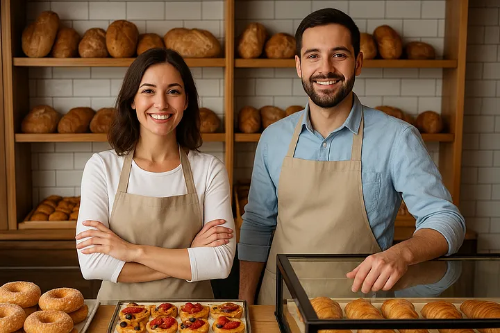 People who gathered the necessary documents to open a bakery and completed the process to start their business