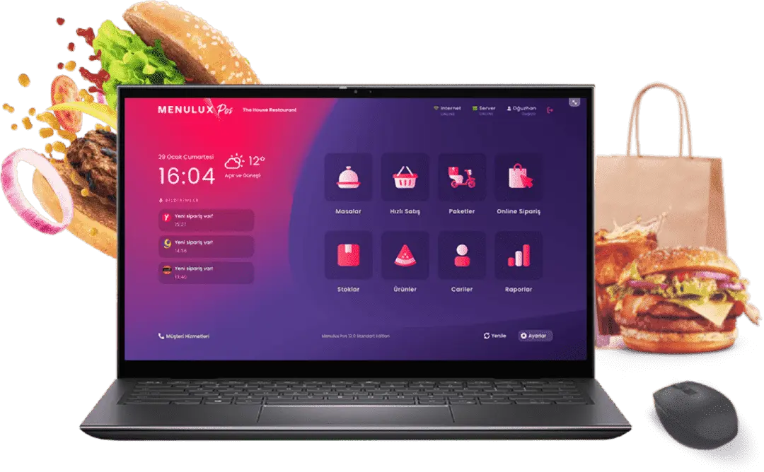Cloud-based Menulux Web POS software with single-screen restaurant management, check and order tracking